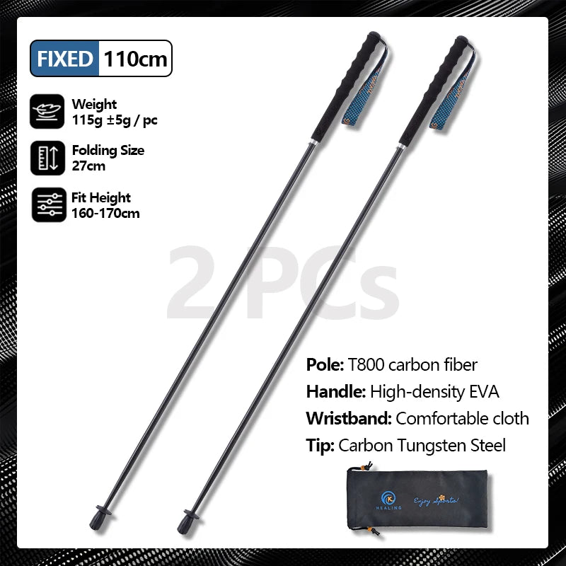 Carbon City Walking Running Sticks Lightweight T800 Carbon Fiber Collapsible Telescopic Hiking Trekking
