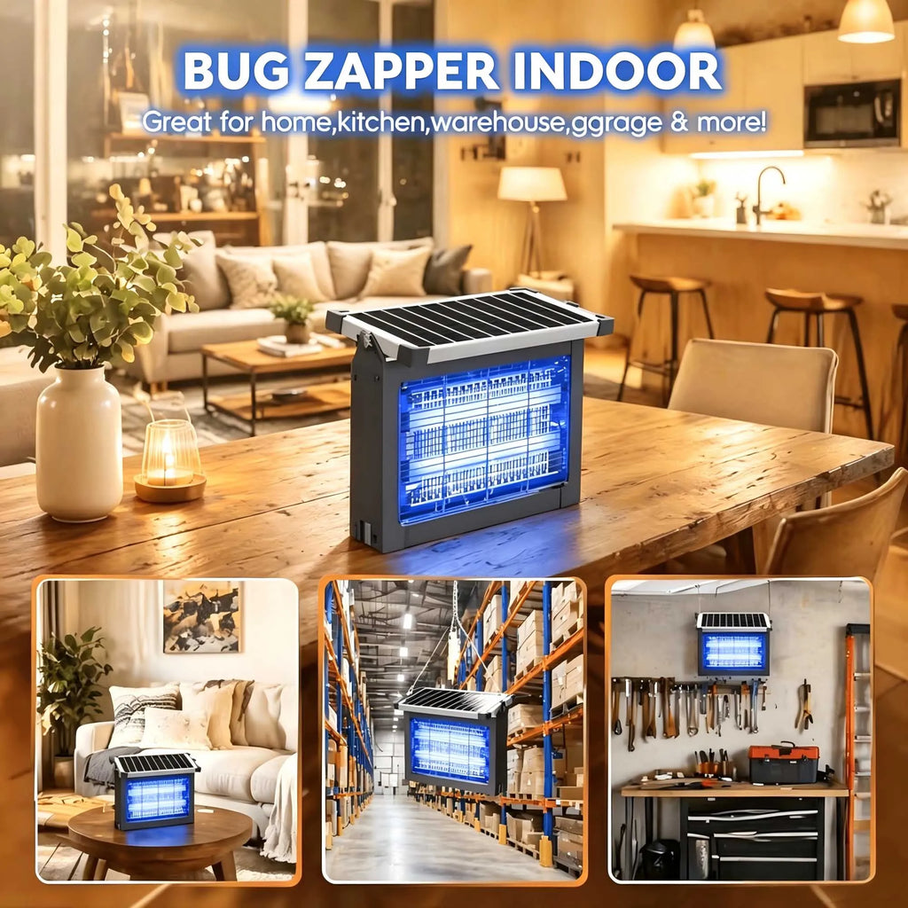 Solar Bug Zapper Outdoor, 4500V Mosquito Zapper with Panel Sensor, Waterproof Patio Camping