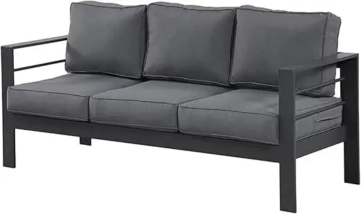Outdoor Couch Aluminum Patio Furniture Sofa with 5" Thick and Soft Cushion and Wide Arm