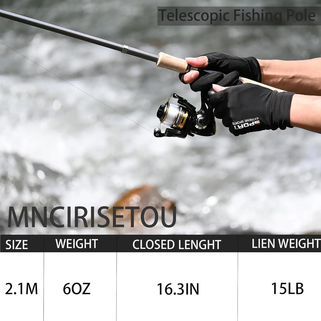 Carbon Fiber Fishing Pole Combo Set - 2.1m/6.89ft Spinning Reel, 145pcs Accessories Kit for Saltwater & Freshwater Fishing