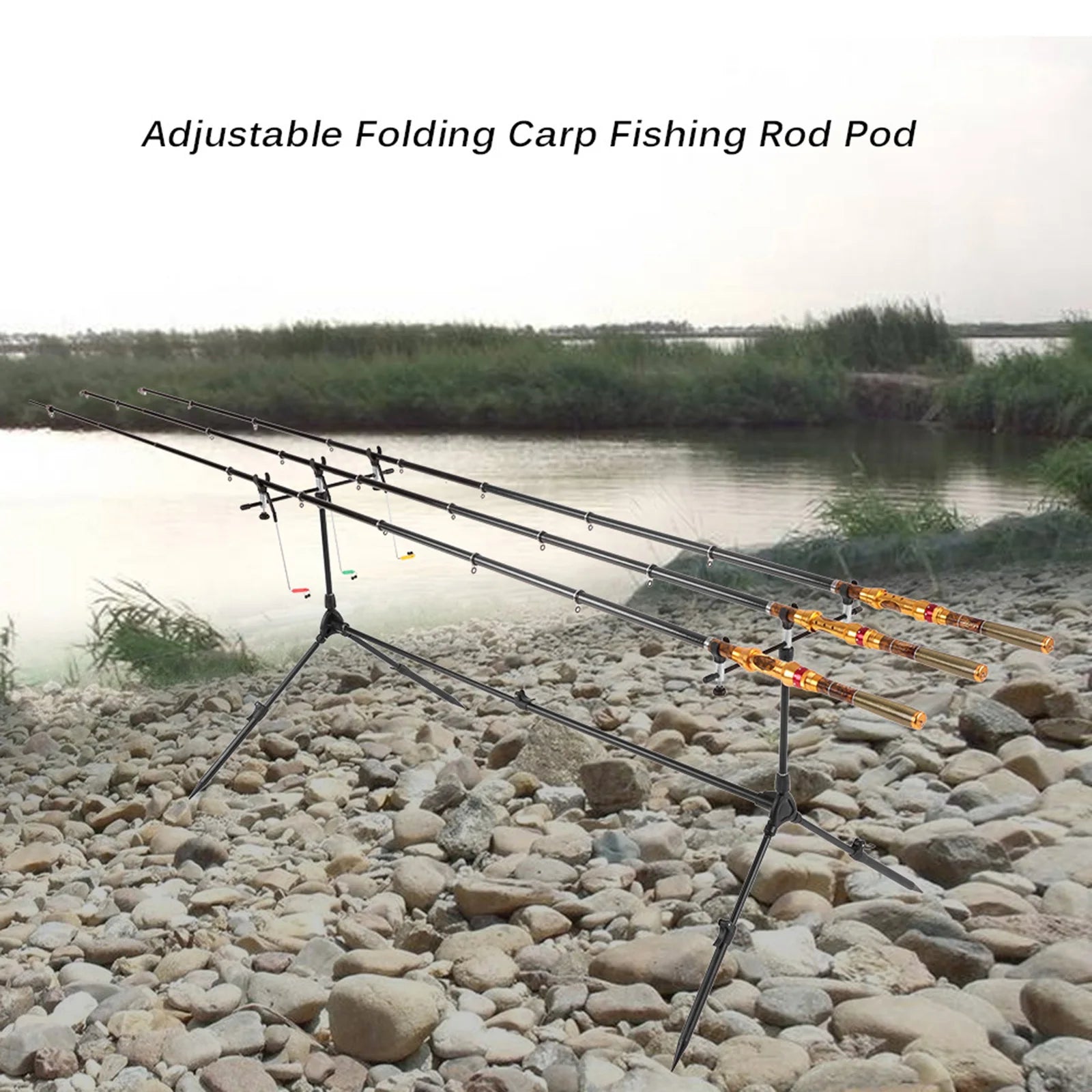 Fishing Rod Stand Adjustable Retractable Holder 3 Bite Alarm Indicator