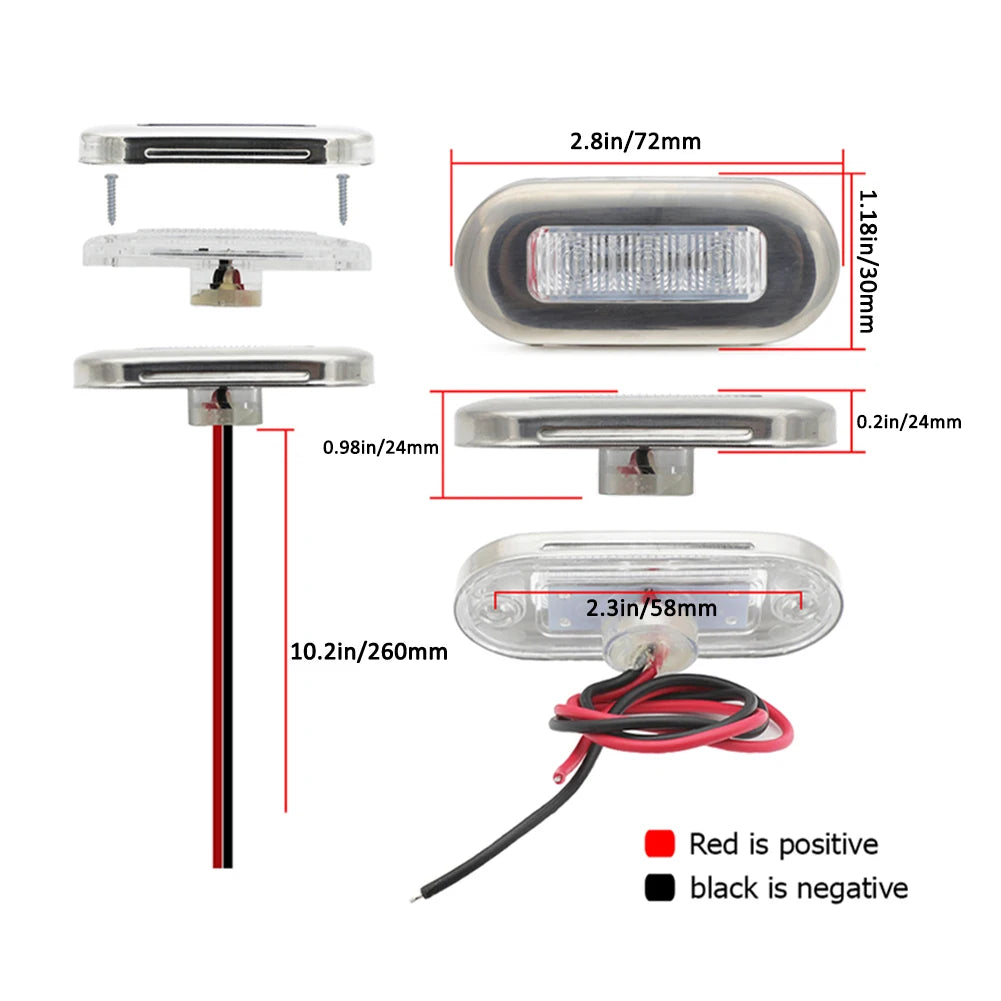 4pcs Boat Courtesy Lights Marine Grade 24V Waterproof Cool Blue LED