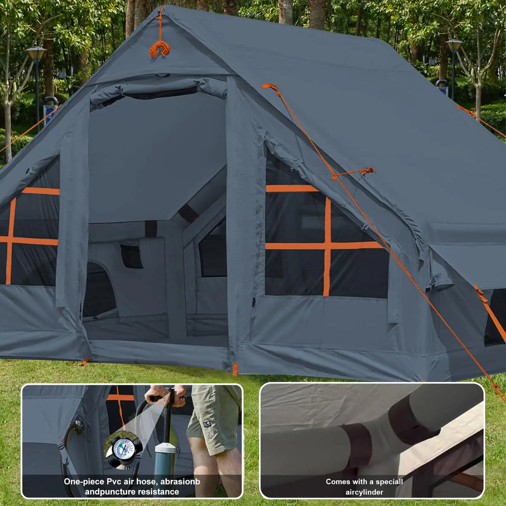 Inflatable Camping Tent With Awning Quick Setup Waterproof Oxford Tent For Adults
