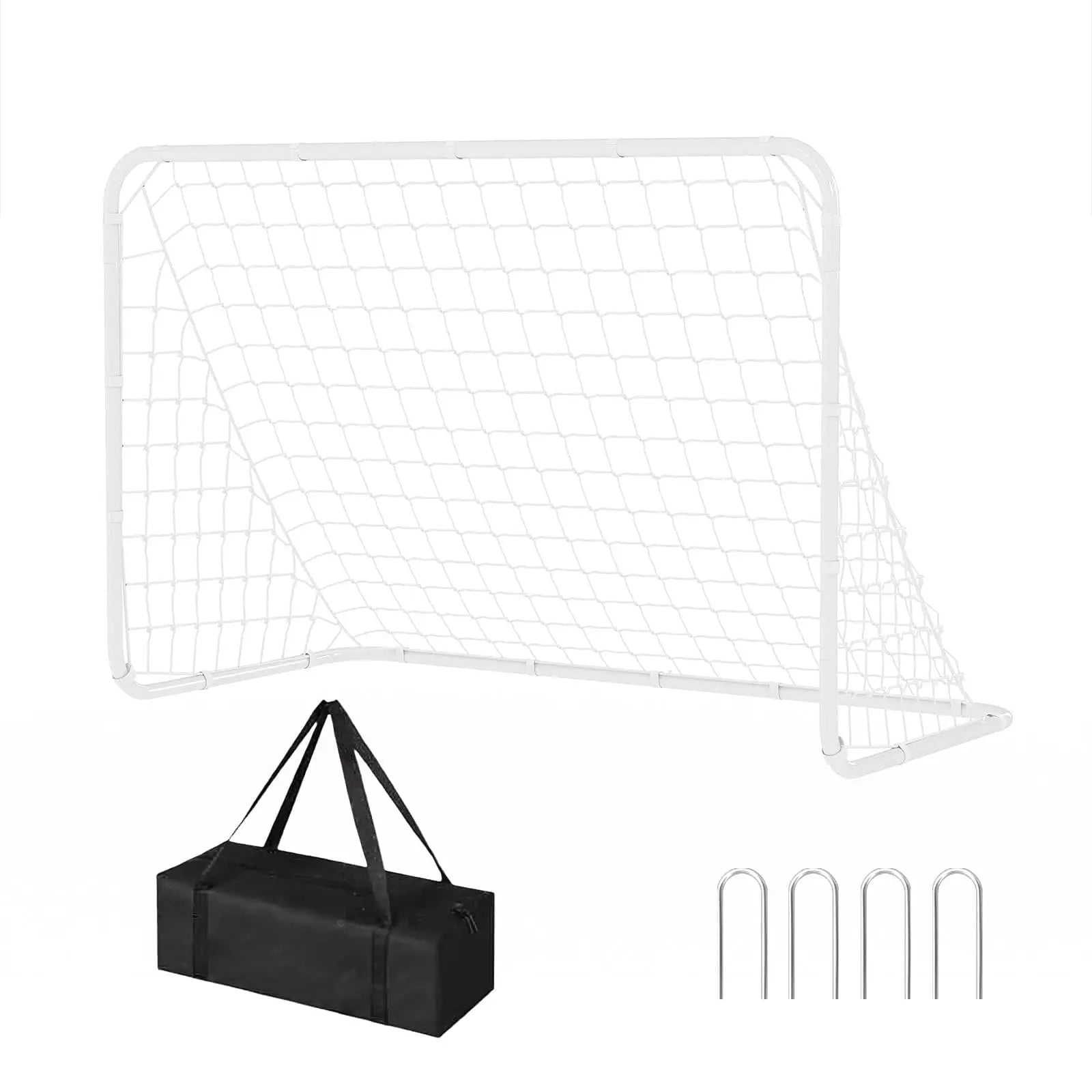 6x4ft Portable Soccer Goal Foldable Heavy Duty Steel Frame Pop-Up Training With Carry Bag