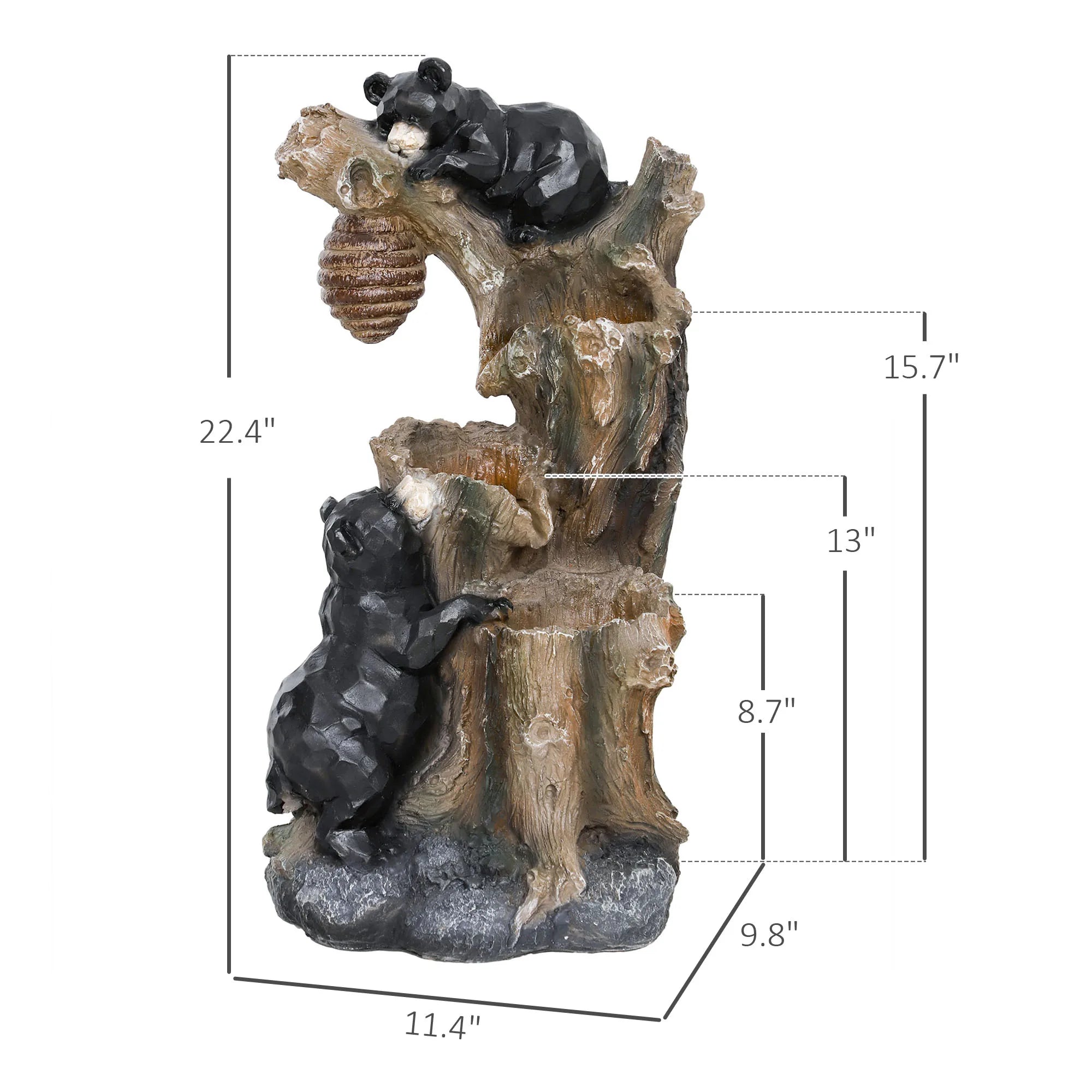 22.4" 3-Tier Outdoor Water Fountain with LED Lights, Pump