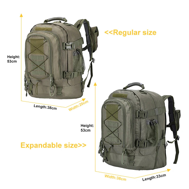 60L Travel Tactical backpack Hiking Camping Expandable Molle Rucksacks