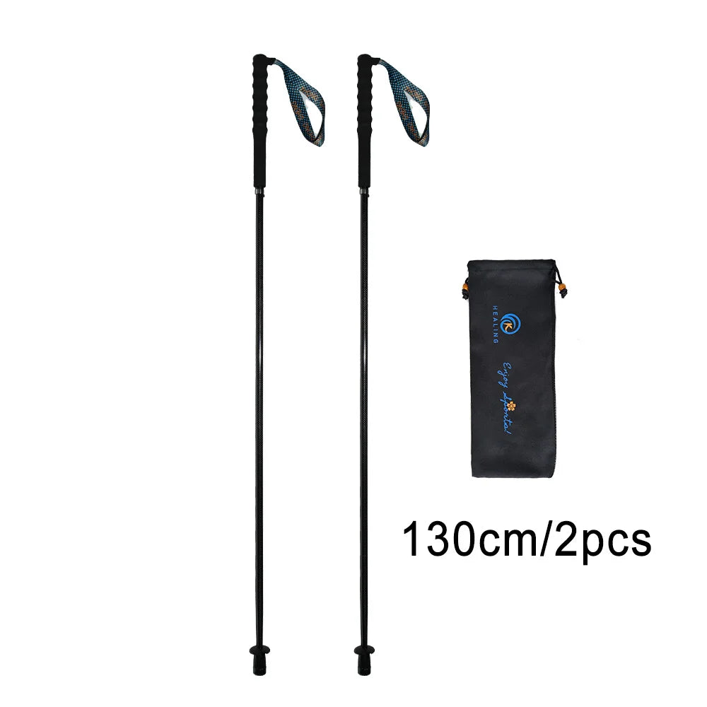 Ultra Light Weight Folding Trekking Poles Hiking Sticks Carbon Fiber