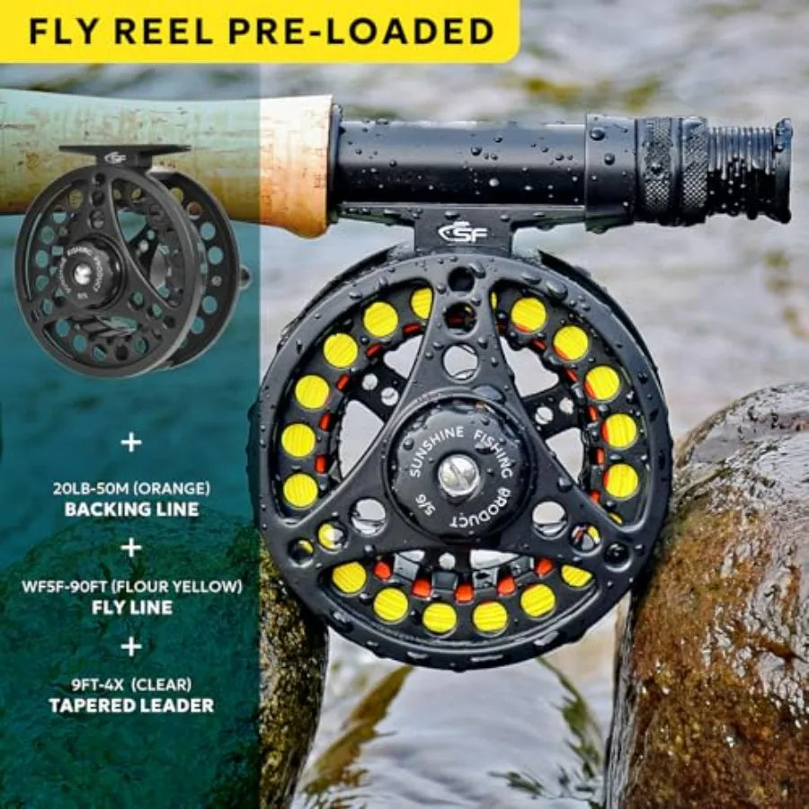 Fly Fishing Rod Combo Starter Kit Semi Gloss Green Jade Finish 24T Carbon Fiber Fly Rod case