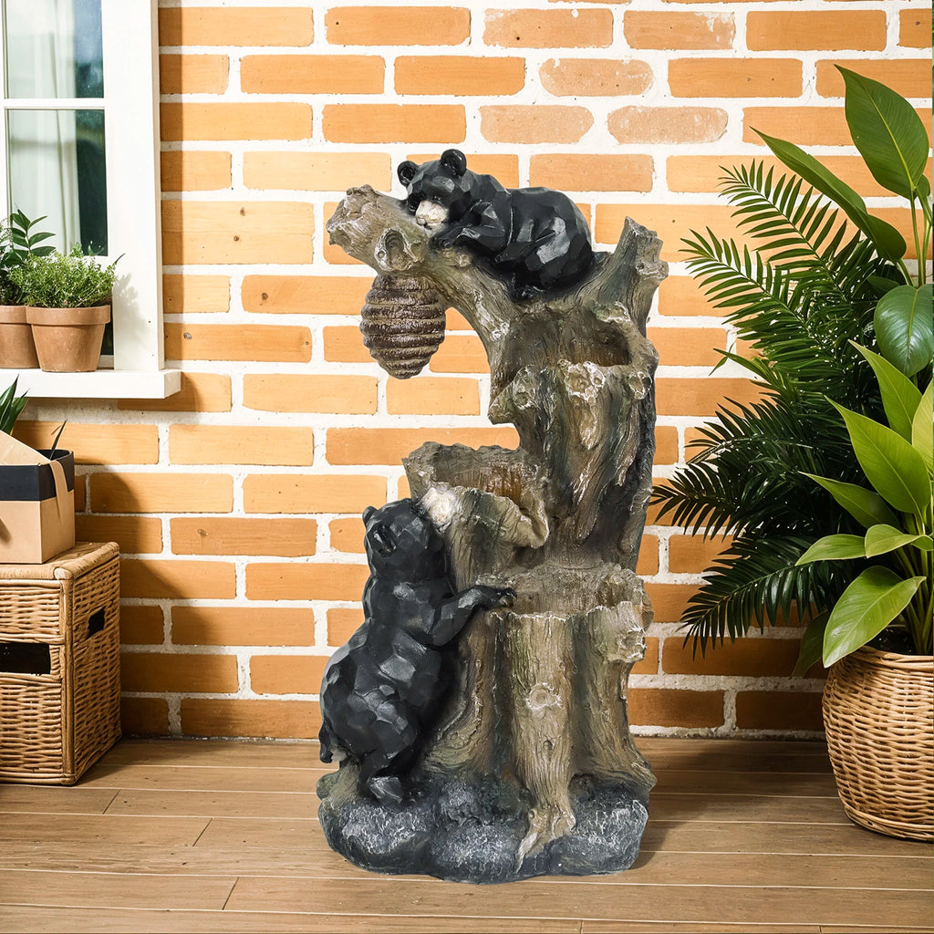 22.4" 3-Tier Outdoor Water Fountain with LED Lights, Pump