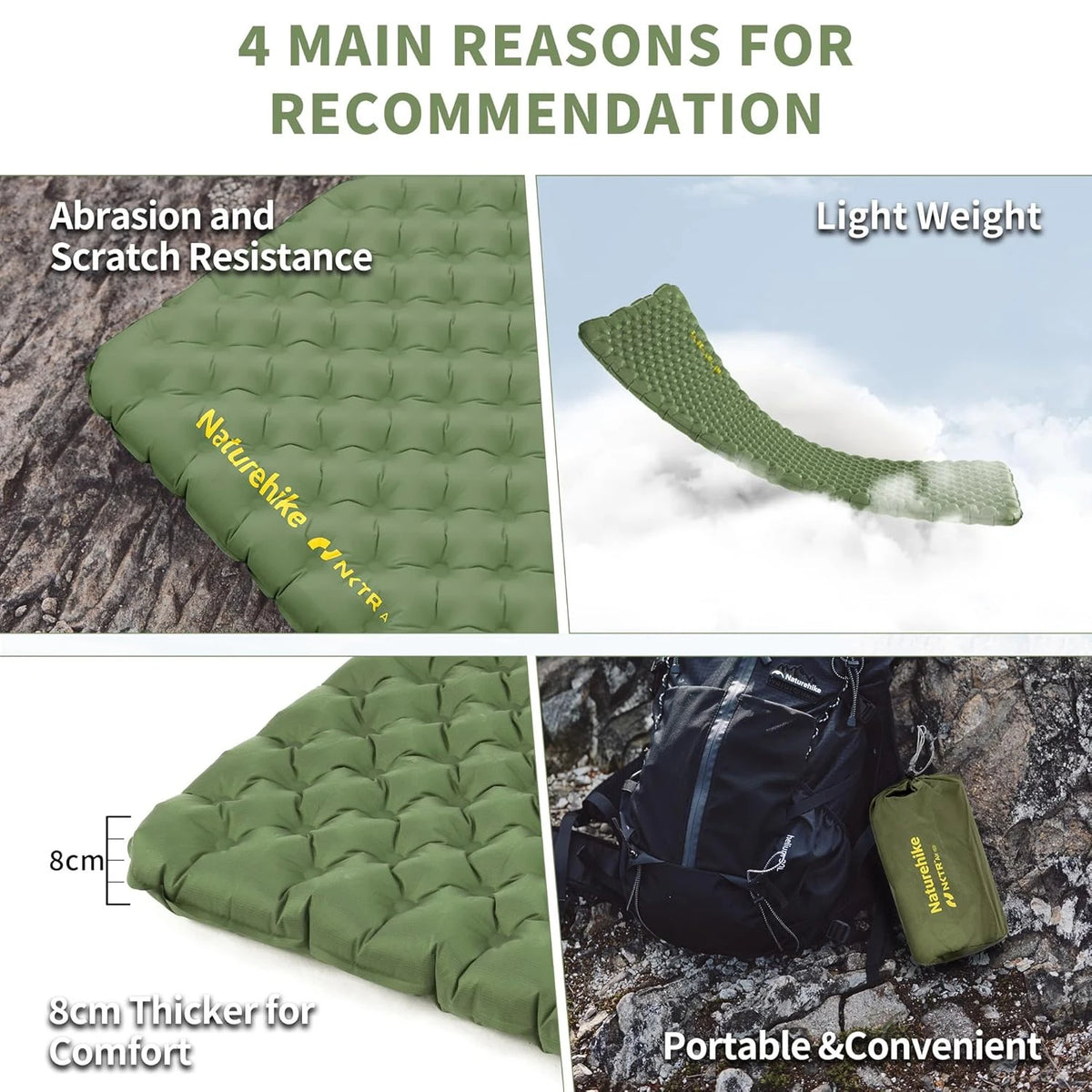 Ultralight Sleeping Pad Insulated Inflatable Sleeping Pad R4.6 Inflatable Air Mat 4 Seasons Outdoor Camping