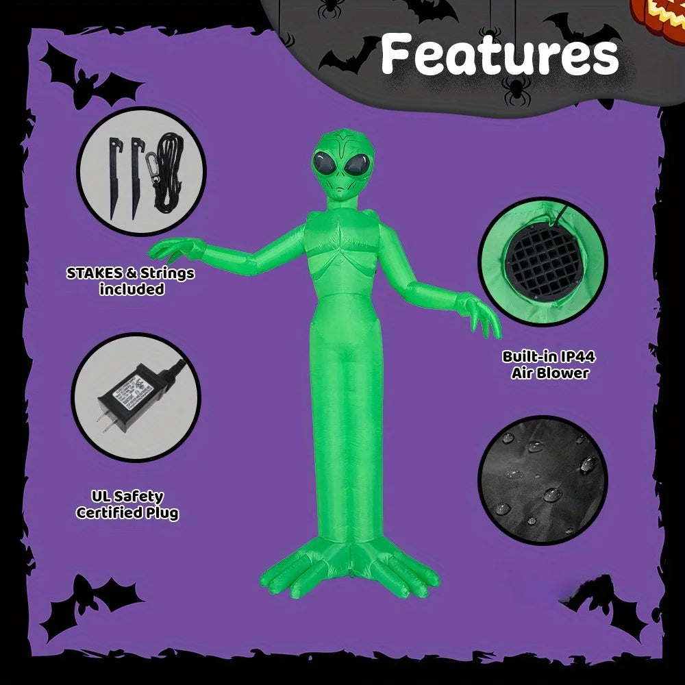 9 FT Tall Alien Halloween Inflatable Decoration Outside Inflatable Outdoor Decor with Build-in LEDs for Halloween Yard Lawn