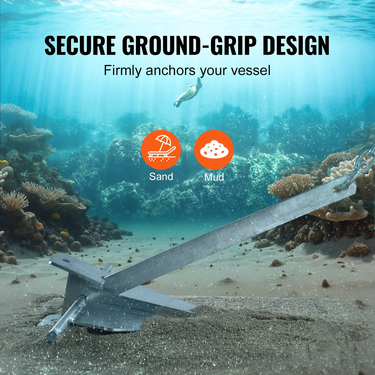 Fluke Style Anchor Kit, 13 LBS Hot-Dipped Galvanized Steel Fluke Anchor with 7.9' Chain 101' Rope and Two 0.4" Shackles