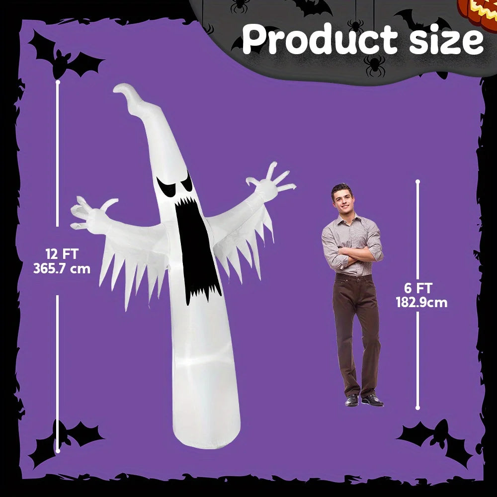 12 FT Scary Ghost Halloween Inflatables Outdoor Decorations Inflatable Ghost Blow Up for Yard with LEDs for Outside Yard Decorations