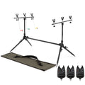 Fishing Rod Stand Adjustable Retractable Holder 3 Bite Alarm Indicator