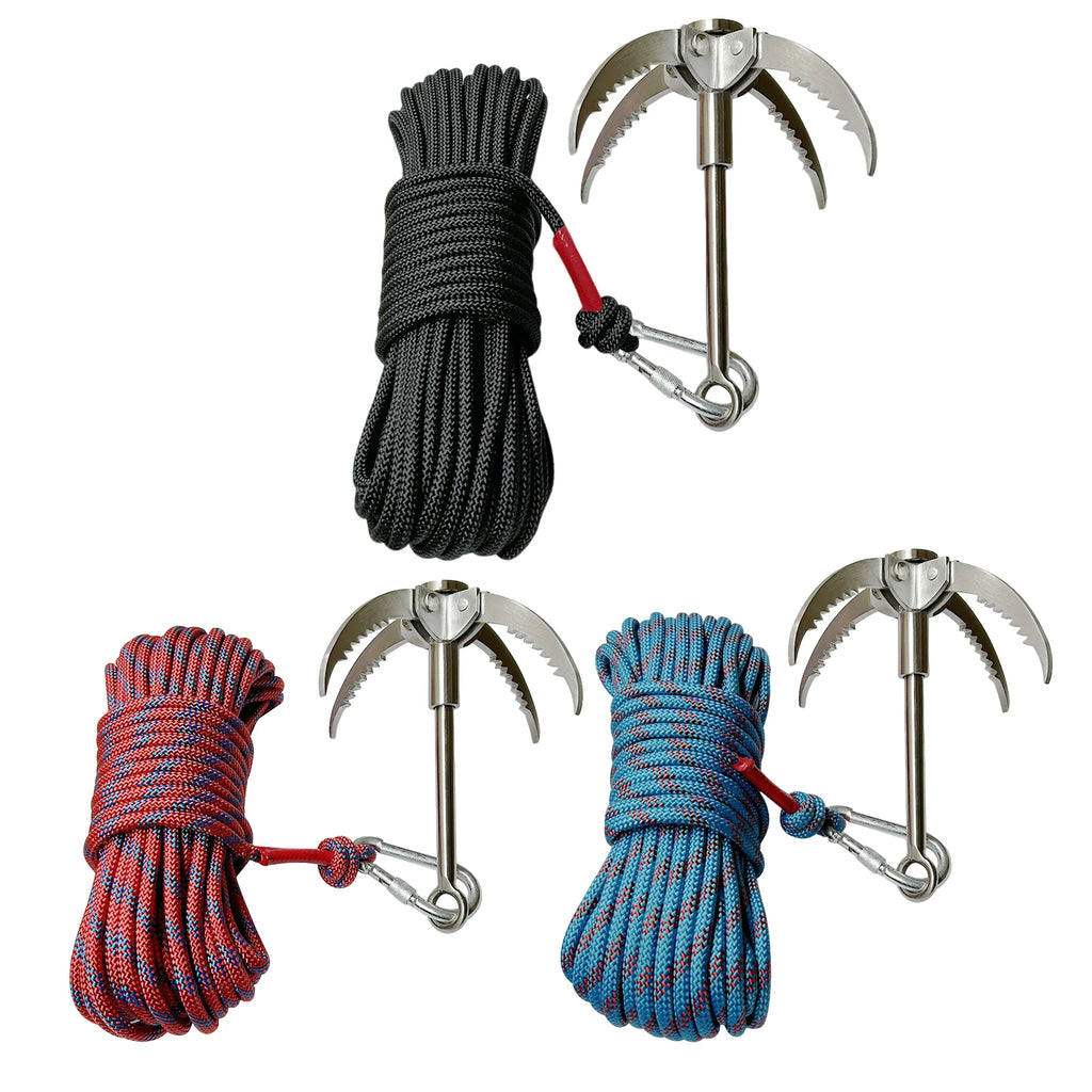 20M Outdoor Rope Rock Climbing Hooks Flying Tiger Claw Grappling Hook Camping Equipment