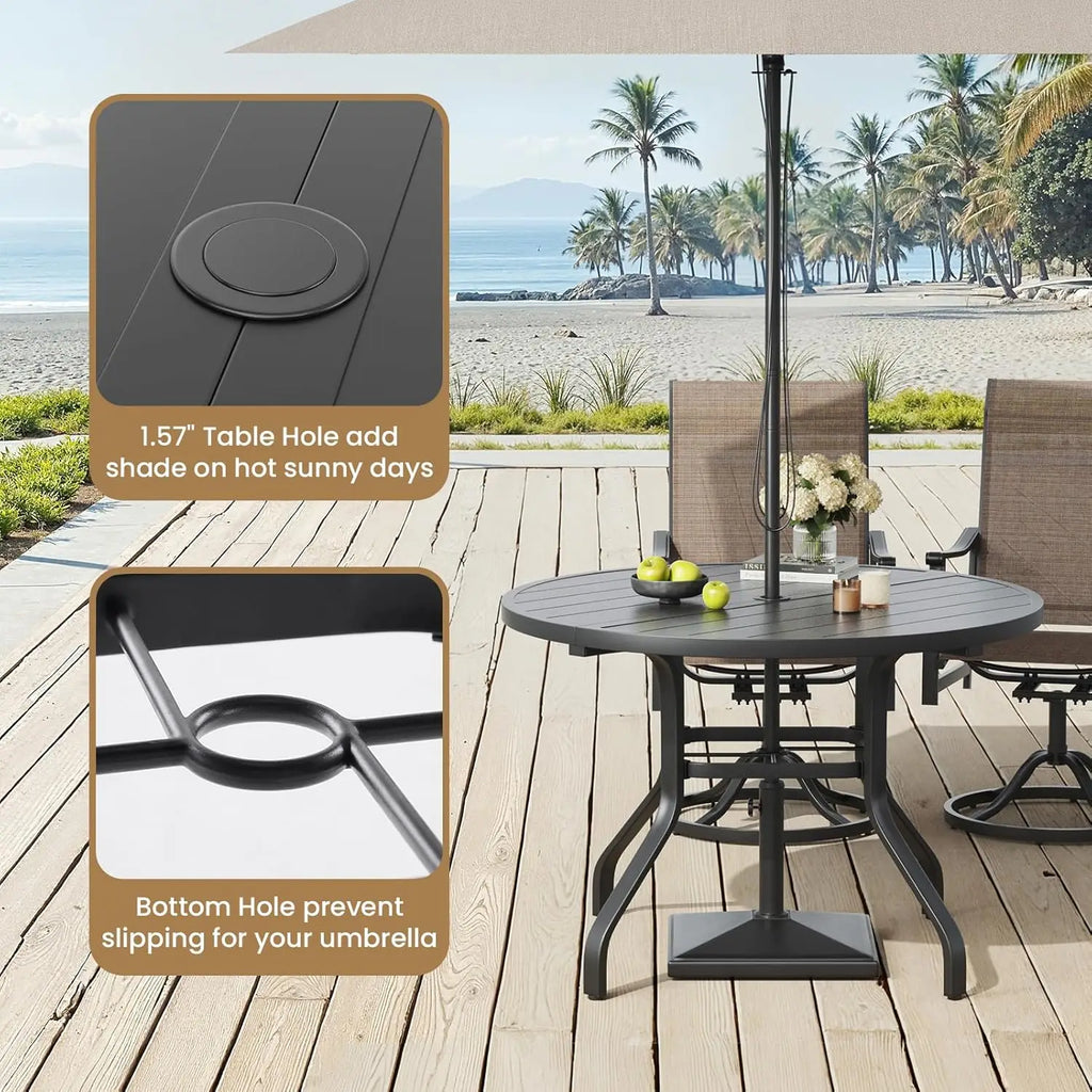 Outdoor Patio Dining Table, 41" Round Patio Table with 1.57" Umbrella Hole, Metal Tables for Patio, Backyard, Poolside