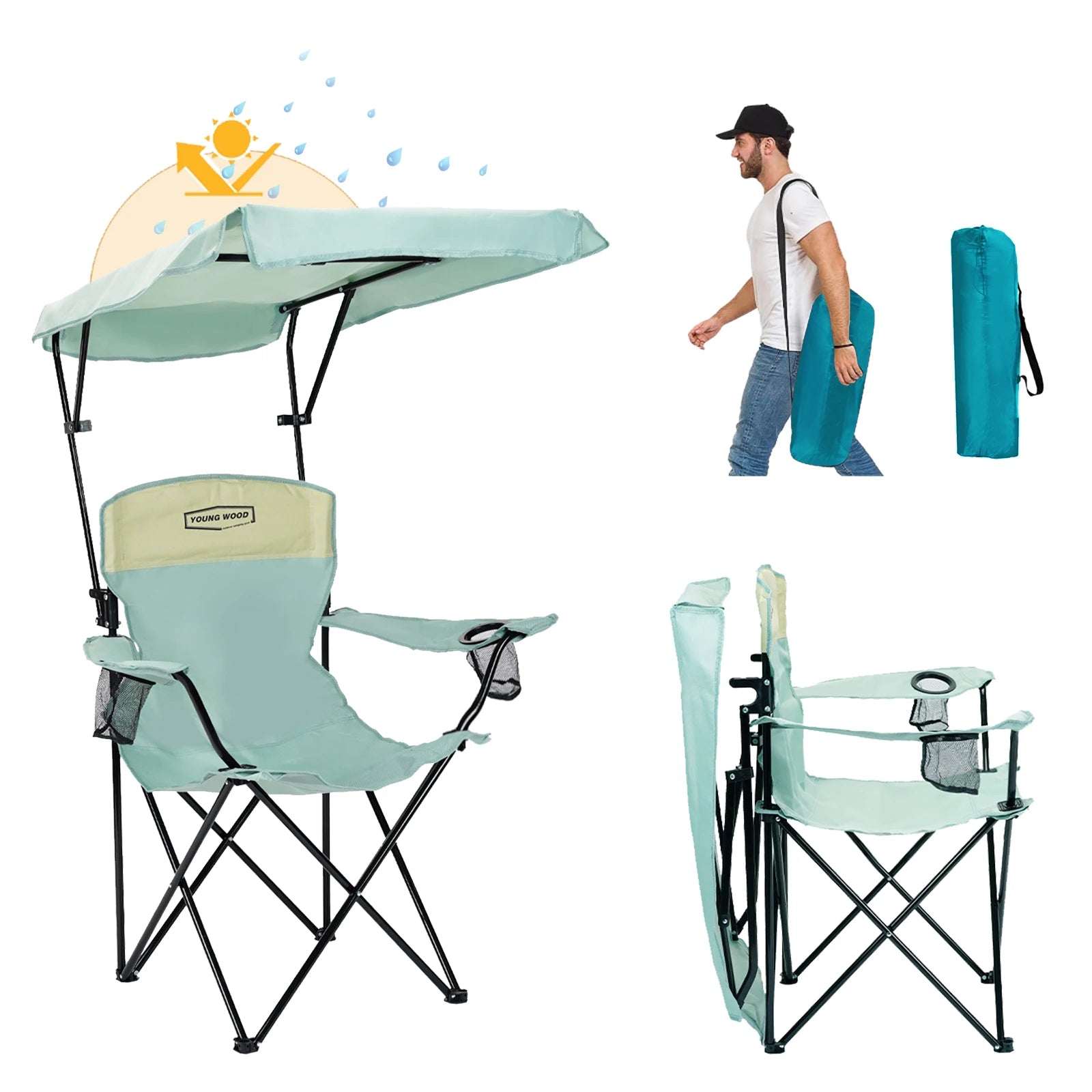 Outdoor Furniture Portable Folding Camping Chair With Armrests Lightweight Travel Chair