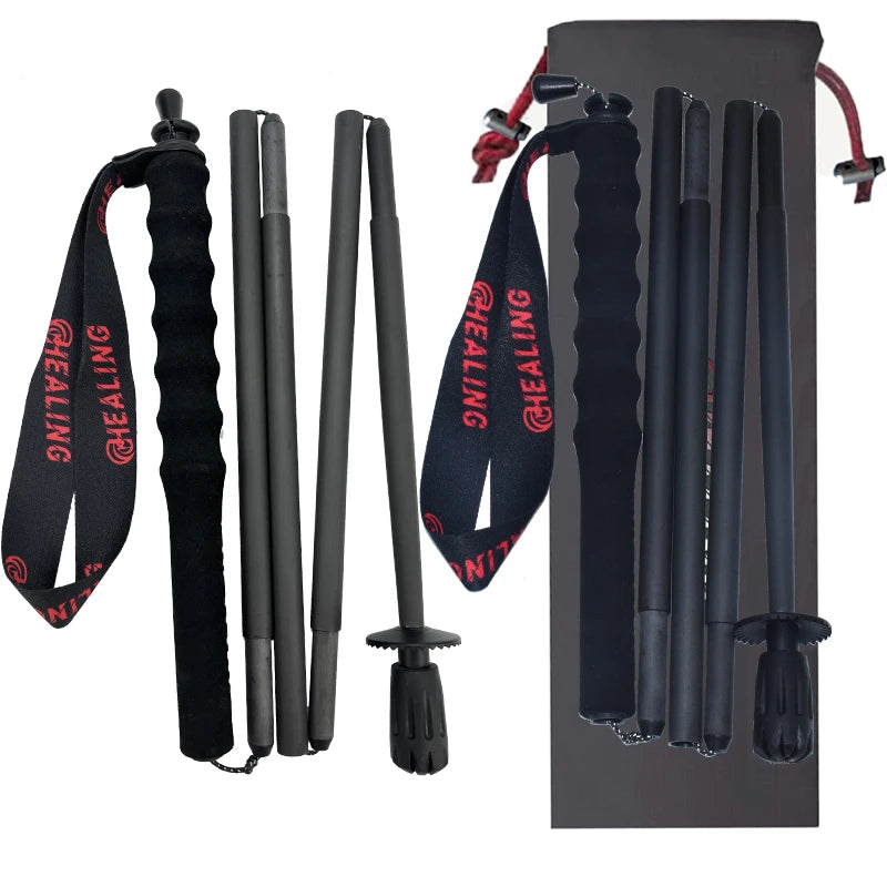 110g Ultra-Light 5-Section Foldable Carbon Fiber Trekking Poles Portable Outdoor Hiking Walking Sticks
