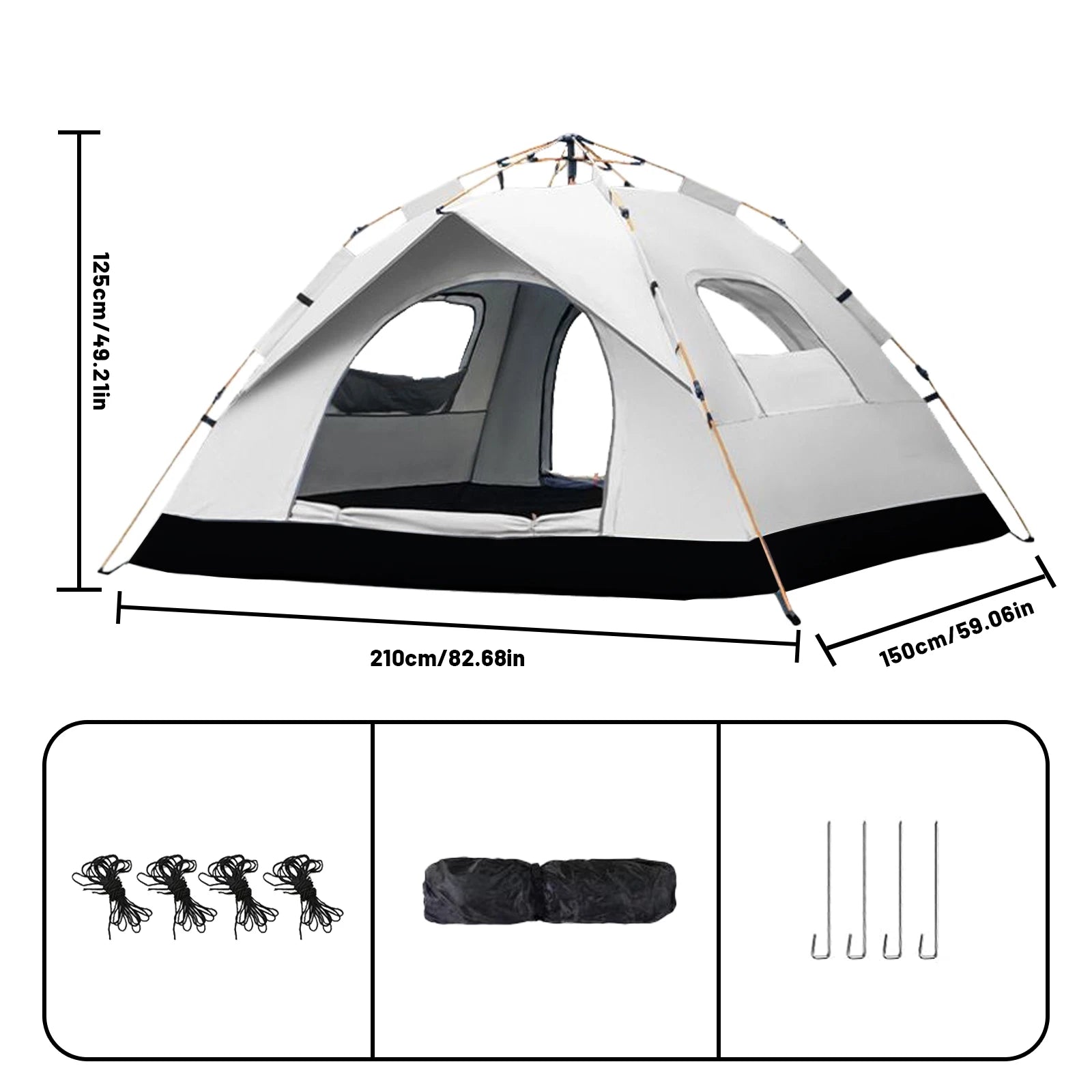 Silver Compact Auto-Tent - Quick 60-Second Setup Sunshade for 3-4 People, All-Weather & Portable