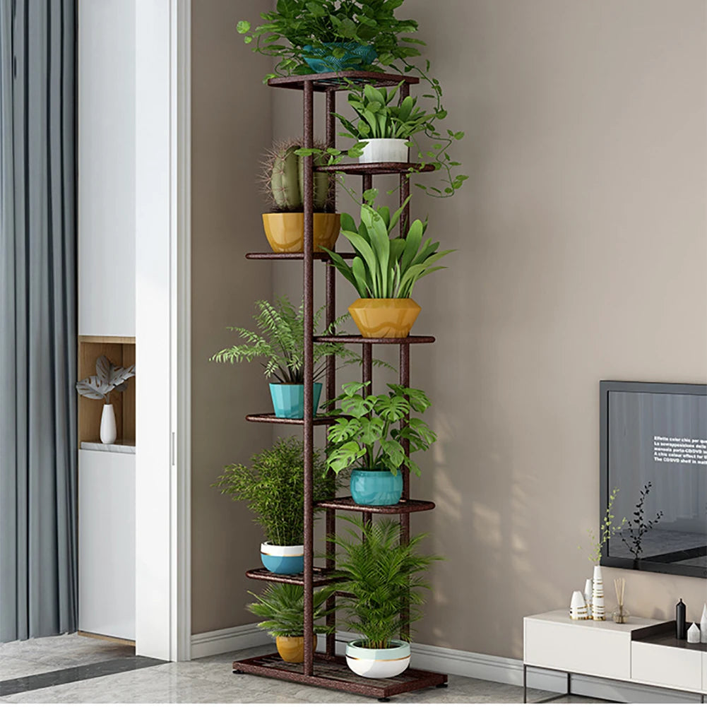 8 Tiers Metal Plant Stand Outdoor 9 Plant Holders