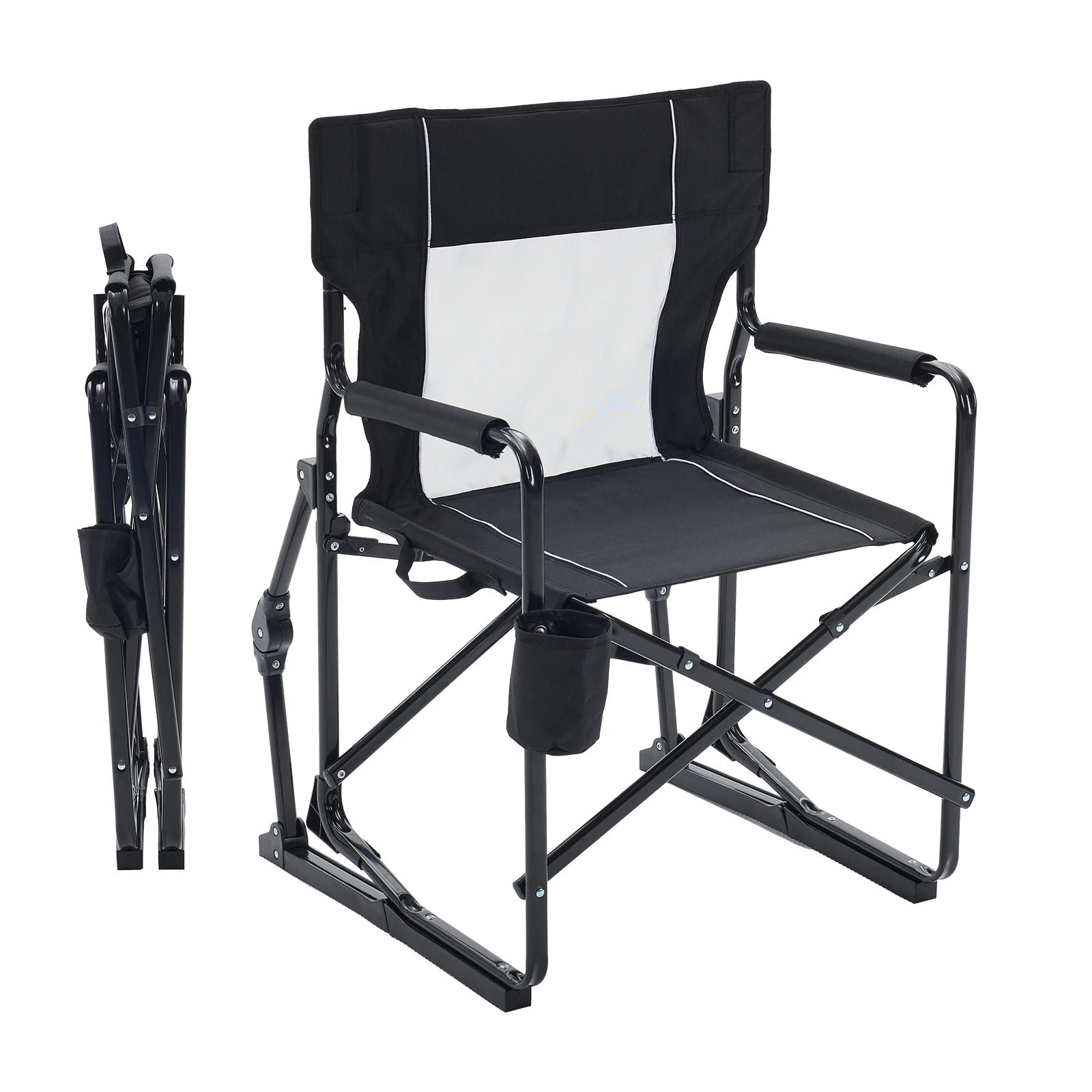 Outdoor Folding Portable Camping Chair Mesh Back Waterproof Armrests Sturdy Frame Foldable Seat