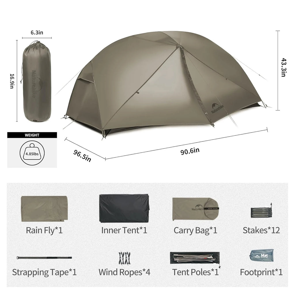 Mongar PRO Ultralight 1/2/3 Person Tent Camping Outdoor Waterproof 20D Nylon Backpacking Travel Cycling Tent