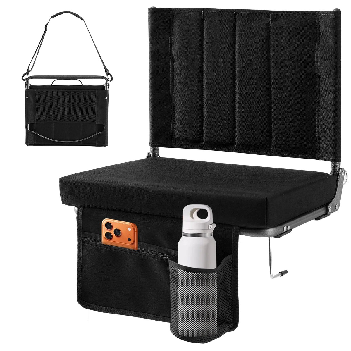 Outdoor Foldable Seat with Back Support Wide Portable Lightweight Chairs with 3.15" Thick Padded Comfortable Seat For Picnic