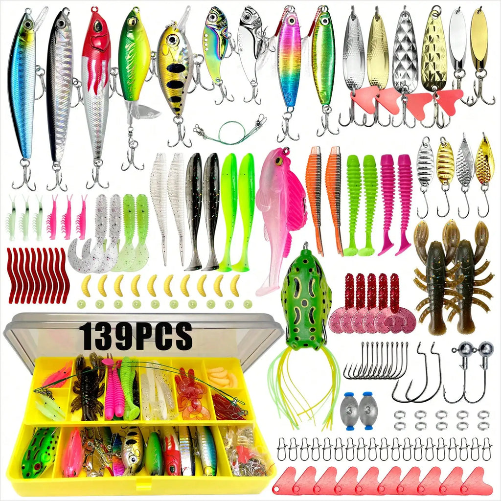Fishing Lure Tackle Set, 110/139/302pcs, Suitable For Surface Fishing, Bass, Trout, Salmon