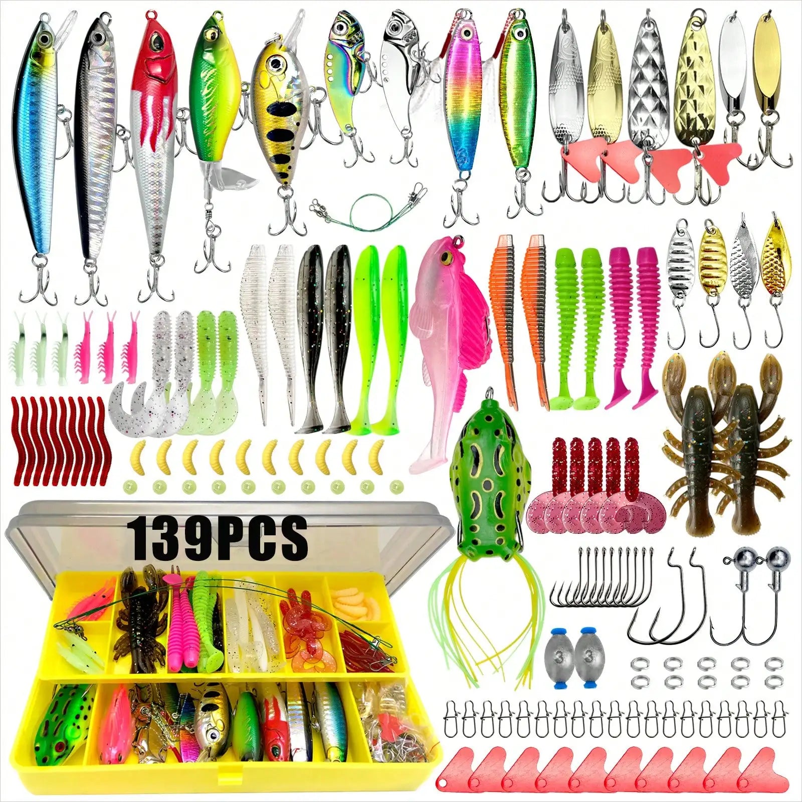 Fishing Lure Tackle Set, 110/139/302pcs, Suitable For Surface Fishing, Bass, Trout, Salmon