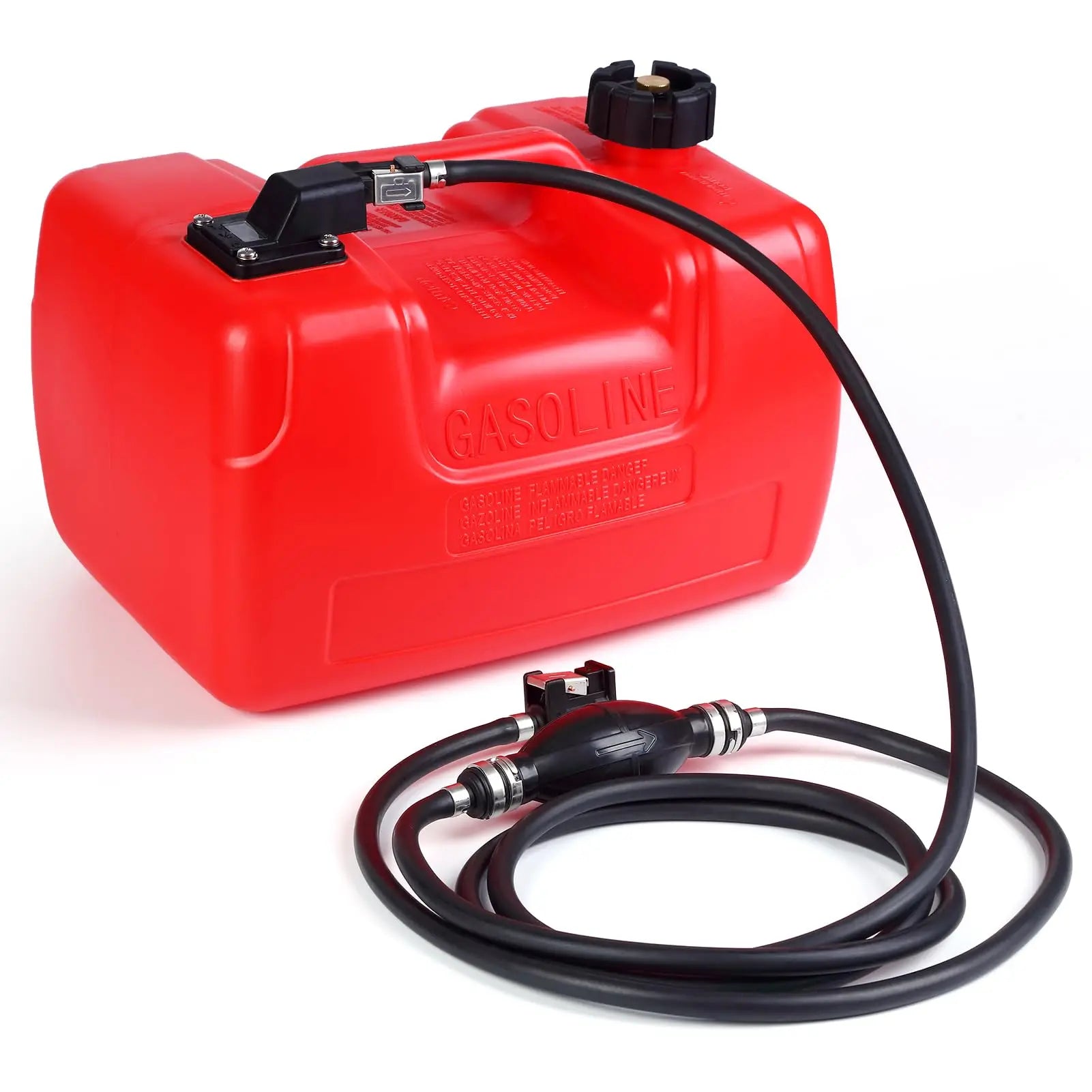 3-Gallon Marine Portable Storage Tank with 9.8-Foot Hose/Pressure Gauge, Outboard Marine Transfer Tank