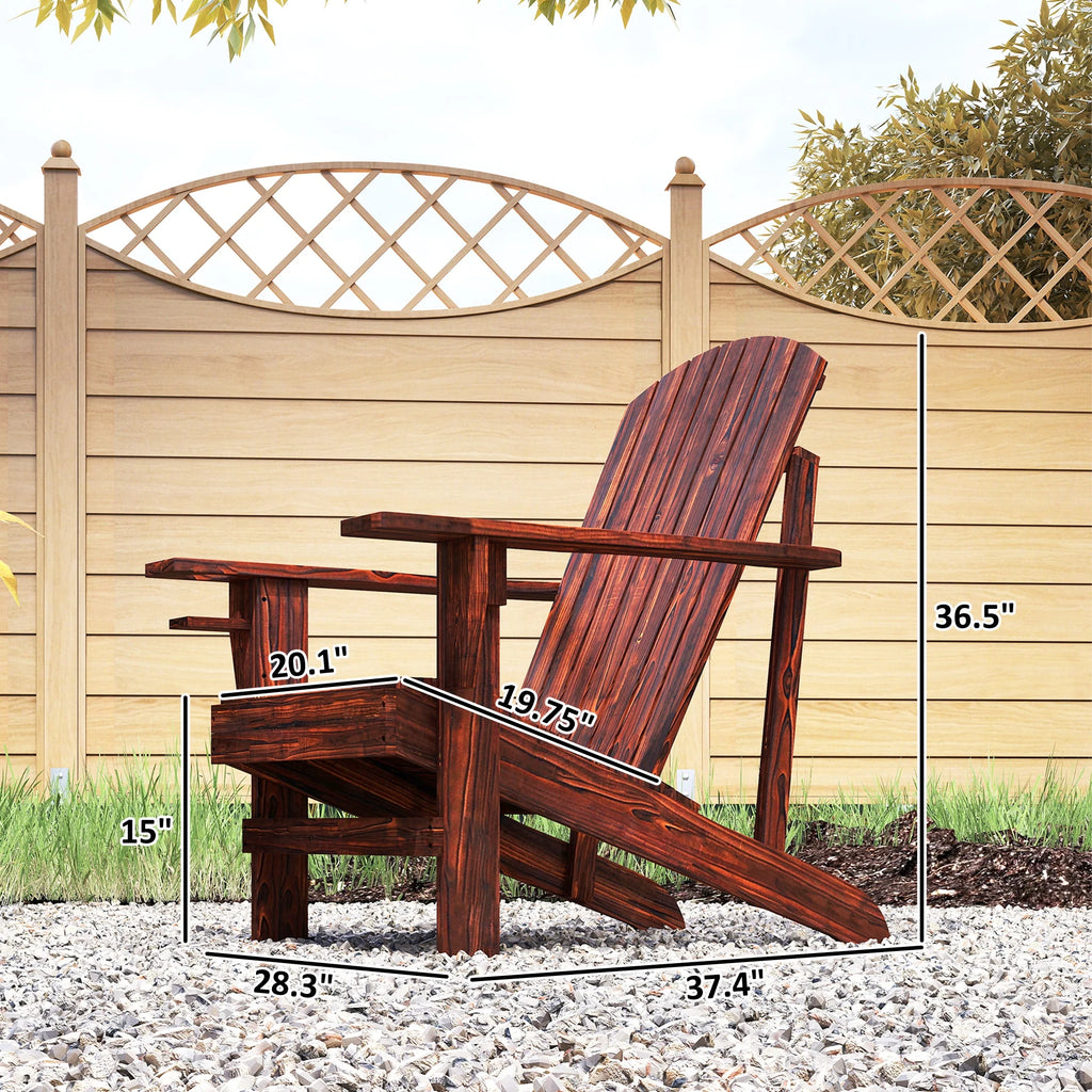 Wood Adirondack Chair, Wooden Outdoor & Patio Seating for Fire Pit, Brown