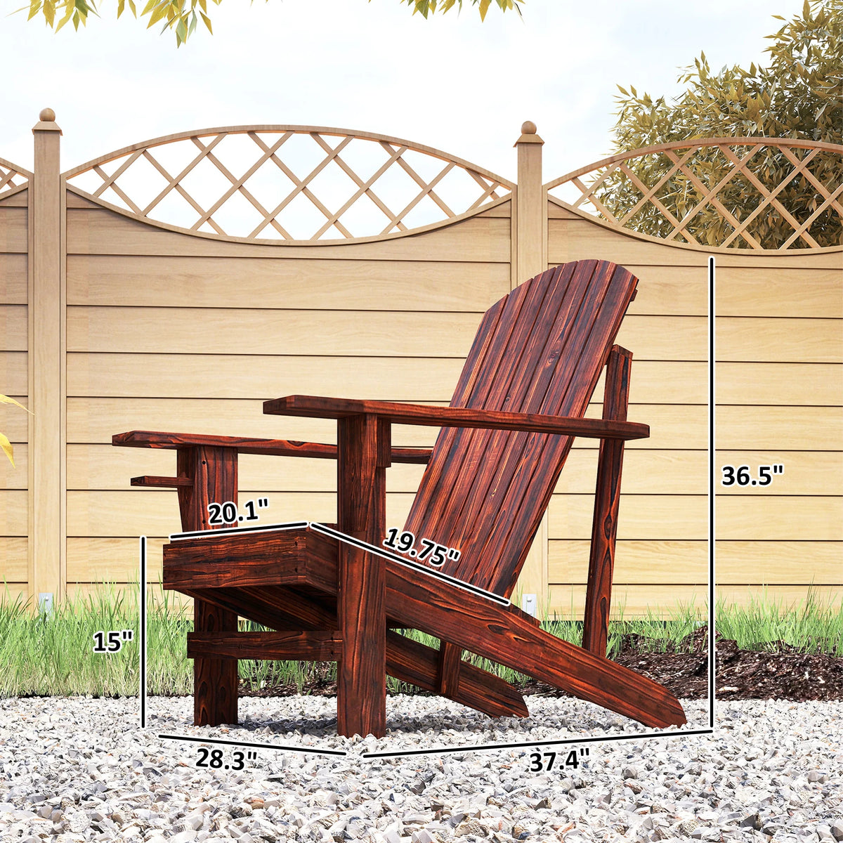 Wood Adirondack Chair, Wooden Outdoor & Patio Seating for Fire Pit, Brown