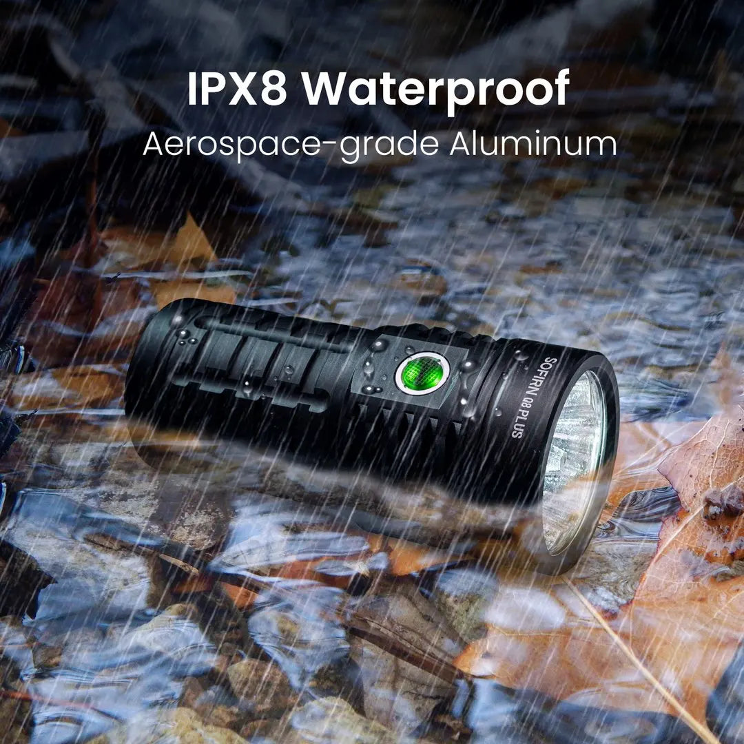 Q8 Plus Super Powerful LED Flashlight 16000lm USB C Rechargeable 21700