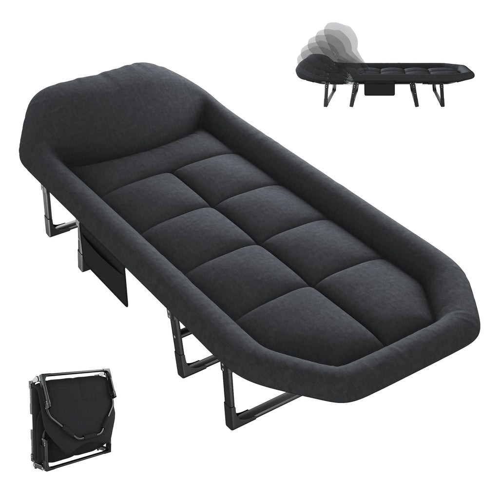 Adjustable Folding Camping Bed with Mattress  Lightweight Camping Cot with Carry Bag 6 Angles