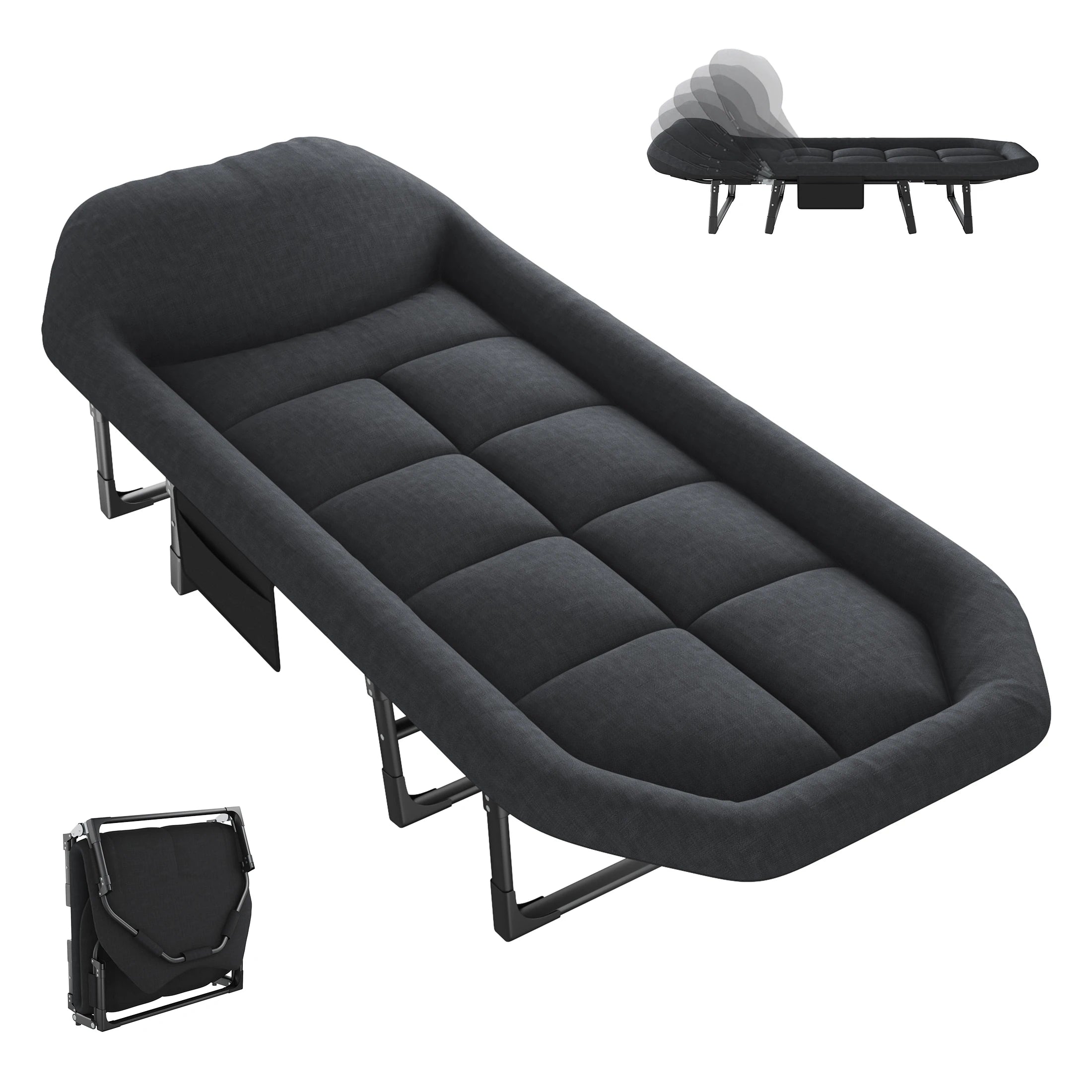 Adjustable Folding Camping Bed with Mattress  Lightweight Camping Cot with Carry Bag 6 Angles