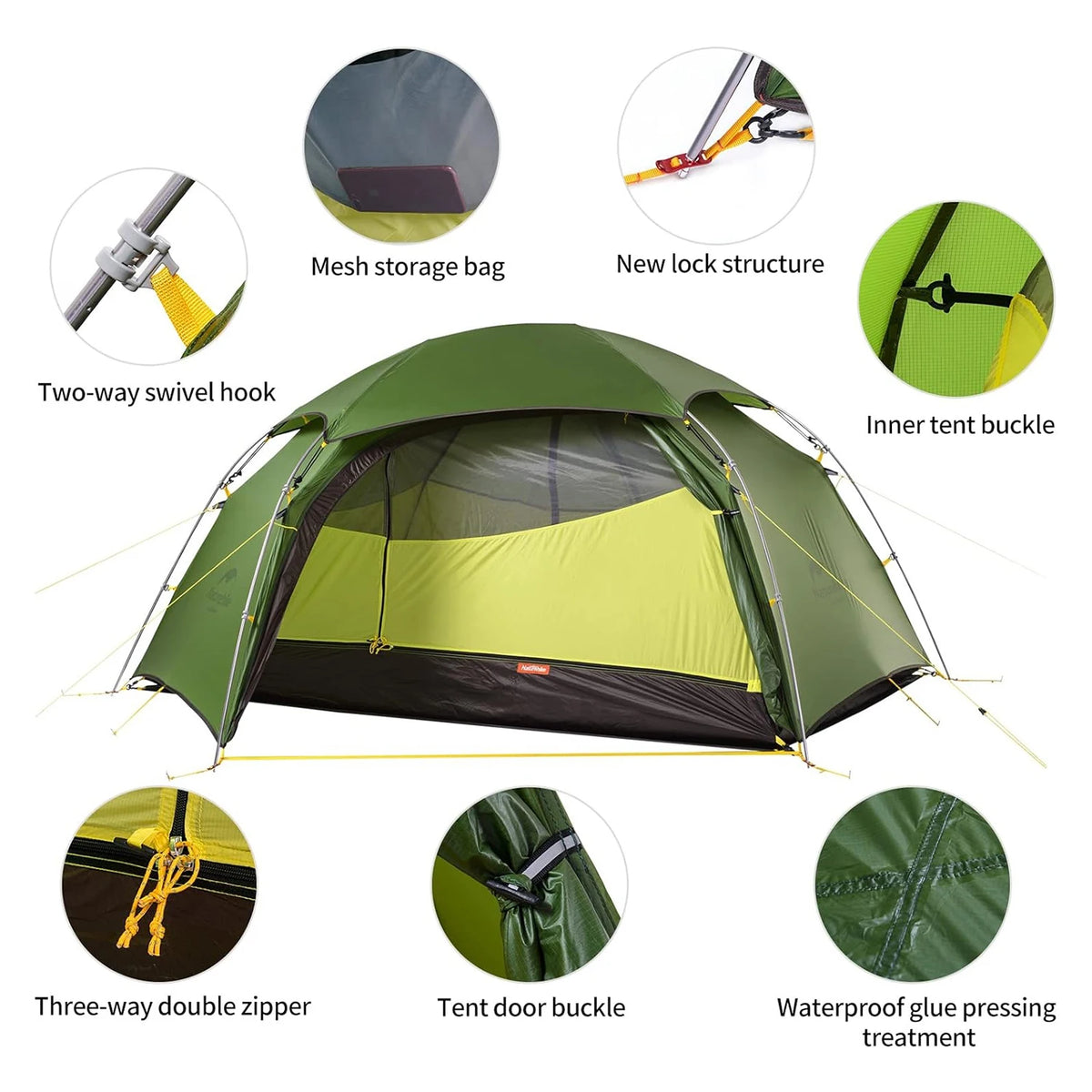 Cloud Peak 2 Person Tent Ultralight Waterproof Camping Tent 4 Season Nylon Backpacking Traveling Tent