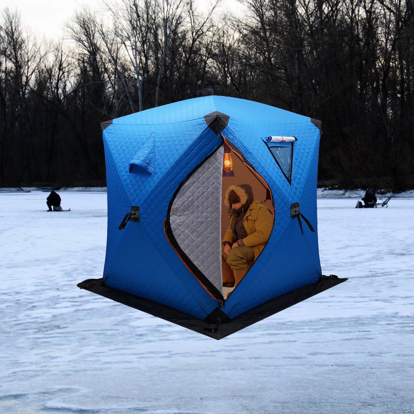 Ice Fishing Insulated Tent, 1-2 Person Shelter, Portable Therma Windproof Camping