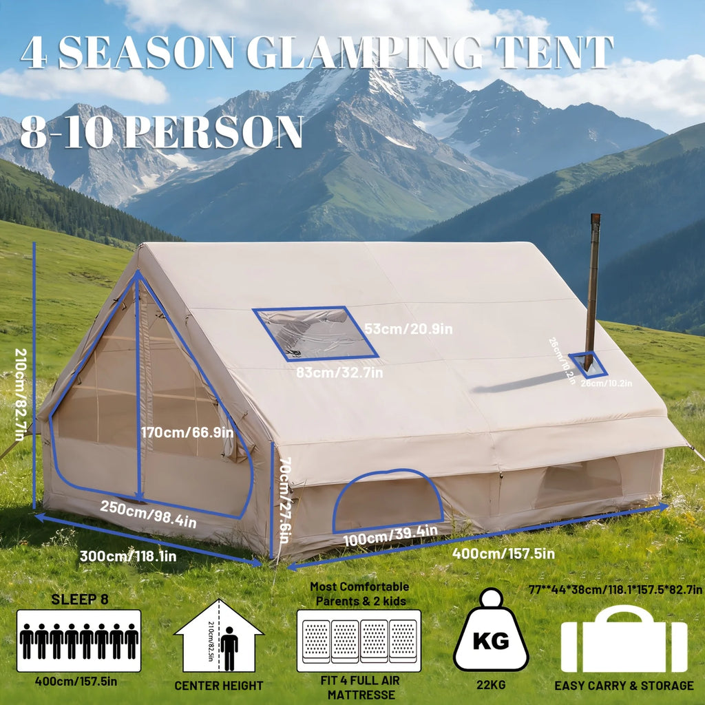 Large Inflatable Camping Tent with Skylight, Quick Air-Flow