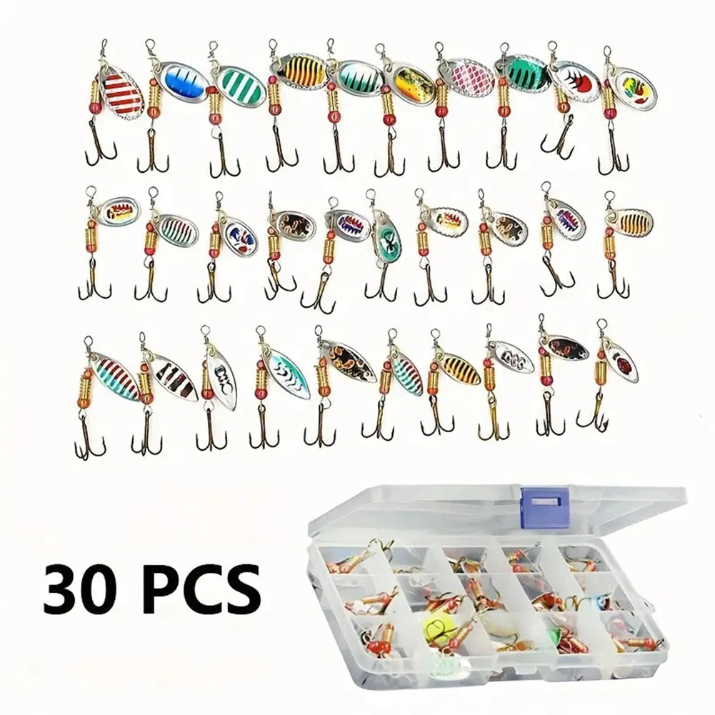 30pcs Metal Spoon Spinner Fishing Lure Spoonbait Crankbaits Wobblers for Bass Pike