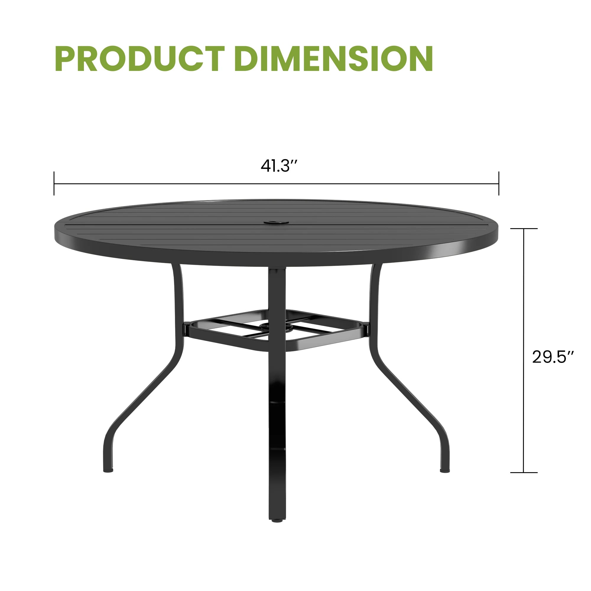 Outdoor Patio Dining Table, 41" Round Patio Table with 1.57" Umbrella Hole, Metal Tables for Patio, Backyard, Poolside