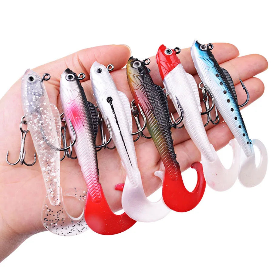 6PCS Wobblers Artificial Baits Fishing Tackle Soft Silicone Bait For Sea Bass Spoon Pike Fishing Lures Swimbait