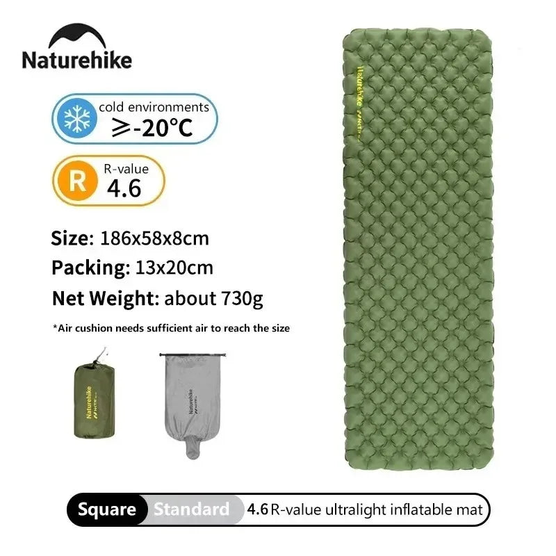 Ultralight Sleeping Pad Insulated Inflatable Sleeping Pad R4.6 Inflatable Air Mat 4 Seasons Outdoor Camping