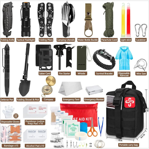 238Pcs Emergency Survival Kit, Professional Survival Gear Tool Molle Pouch and Emergency Tent