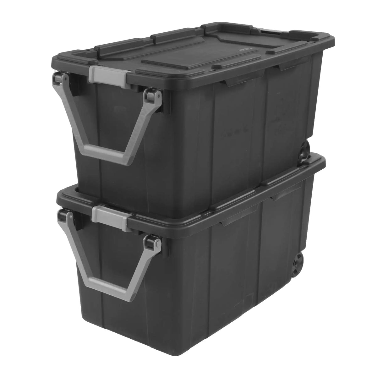 Extra Large Storage Bin, 40 Gallon Wheeled Plastic Storage Container with Handle, Black, Pack of 2