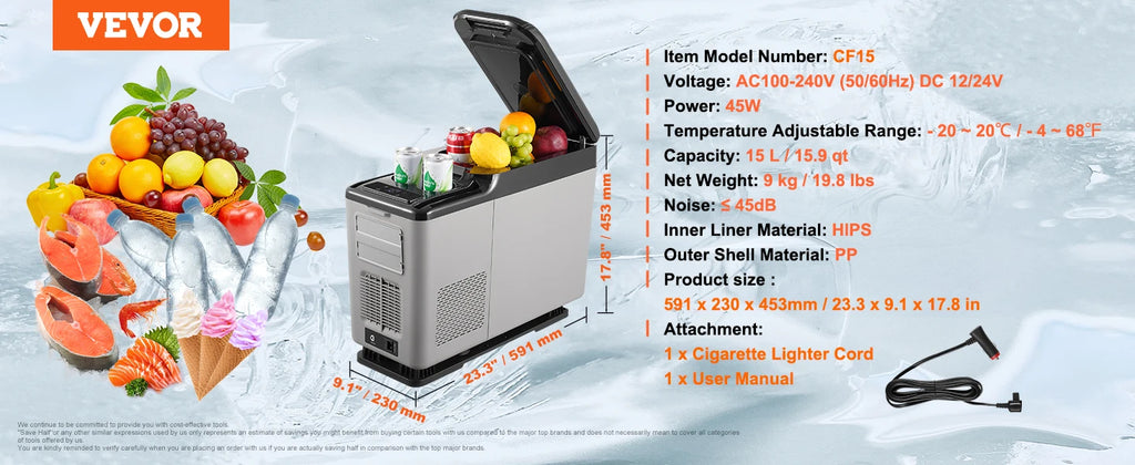 8L to 75L Car Refrigerator Fridge Portable Icebox Single & Dual Zone Temp Adjustable for Outdoor Camping RV