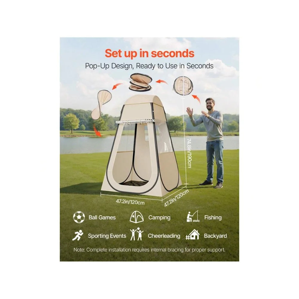 Pop Up Sports Tent, 47x47 Inch Clear Bubble Tent for 1 Person, Waterproof Outdoor Pod with Floor Mat and Top Cover, Camping Shelter Dome