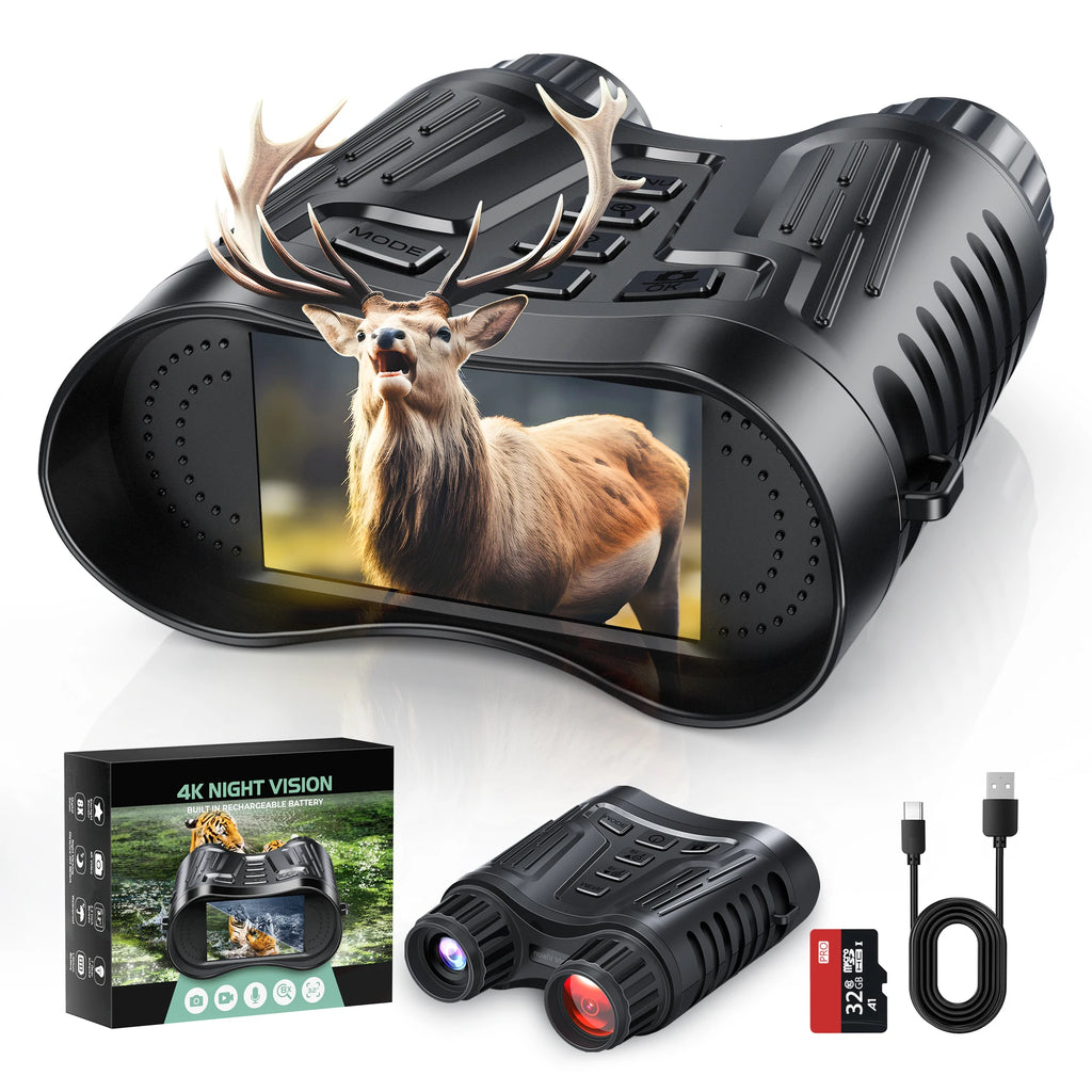 Night Vision Binoculars Goggles 8X Digital Zoom 1000ft HD 1080P with IR Illuminator Recording 4K