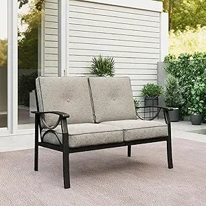 Outdoor Couch Aluminum Patio Furniture Sofa with 5" Thick and Soft Cushion and Wide Arm