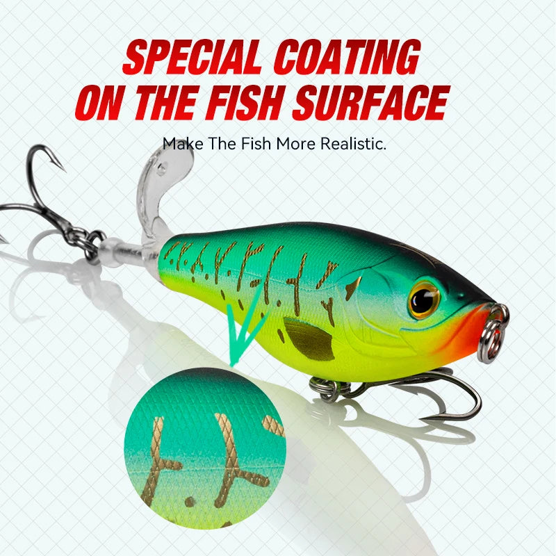 Floating Fishing Lures 3PCS Topwater Crankbait 90mm 11g / 110mm 17g Hard Baits with Treble Hooks, Realistic Fish Scale Design