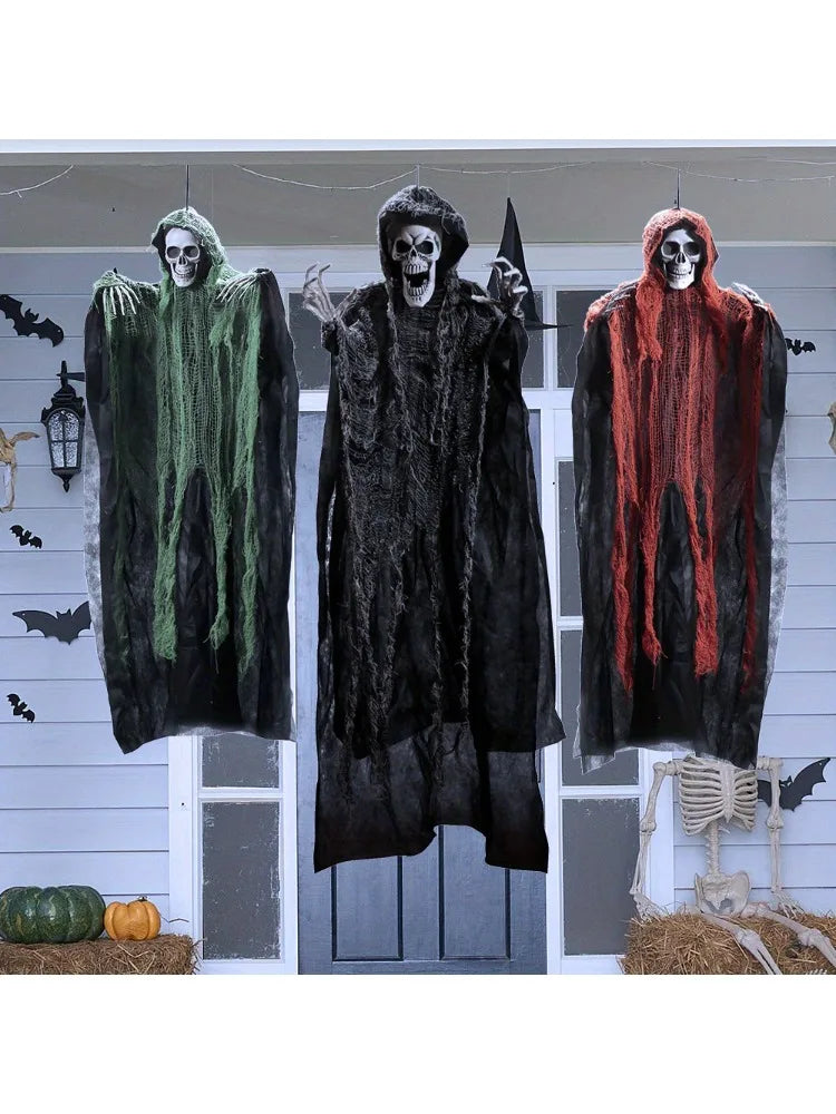 3 Pack Halloween Hanging Grim Reapers Skeleton Flying Ghost for Haunted House Prop Decor for Halloween Party Outdoor Indoor Decor